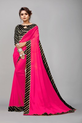 ONpeak Self Design, Embellished, Dyed, Solid/Plain Bollywood Georgette, Lace Saree(Pink)