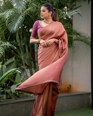 SICHYAH Woven Banarasi Silk Blend Saree(Pink)