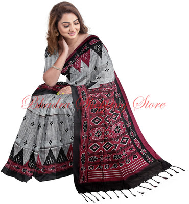 Bhadra Shopping Store Printed Sambalpuri Viscose Rayon Saree(Grey)