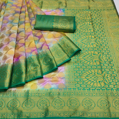 Ruhabs Woven Kanjivaram Silk Blend Saree(Multicolor)