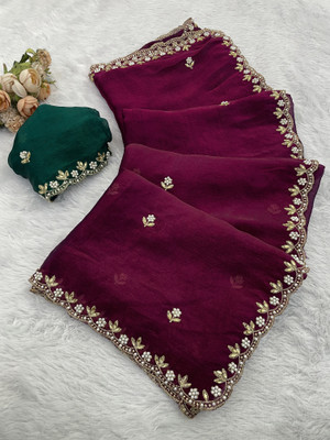 Zari and Ziba Dyed Bollywood Art Silk Saree(Purple)