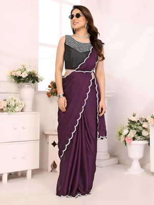 HIJA TRENDZ Embellished Bollywood Georgette Saree(Purple)