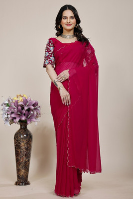 KONICA FAB Embroidered Bollywood Georgette Saree(Maroon)