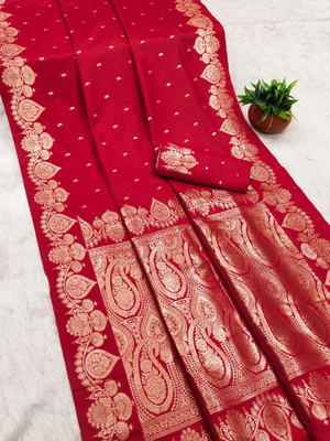 DRAVYA WOMEN Woven Banarasi Jacquard, Pure Silk Saree(Red)