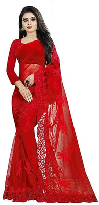 Aktr Embroidered Bollywood Net Saree(Multicolor)