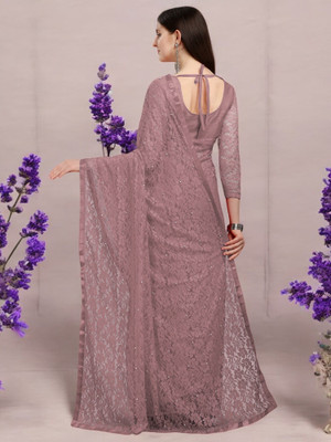 NEXA Self Design Bollywood Net Saree(Purple)