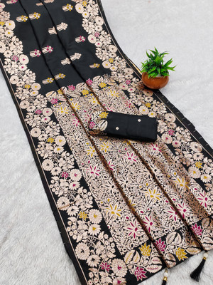 papita Woven Banarasi Jacquard Saree(Black)