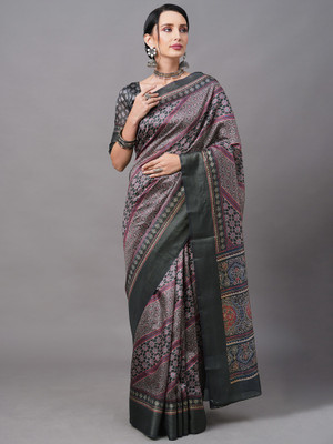 Sareemall Woven Daily Wear Linen Saree(Black)