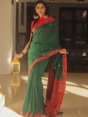 GATISHVAM TEXTILE Printed Banarasi Art Silk Saree(Green)