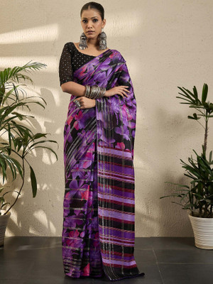 Divastri Printed Daily Wear Georgette Saree(Purple)