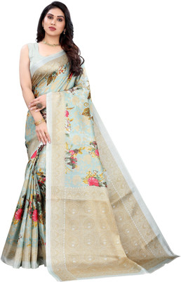 Priyashi Printed Mysore Art Silk Saree(Blue)