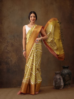 Tasrika Woven Banarasi Silk Blend Saree(Yellow)