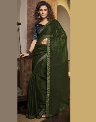 Divastri Embroidered Bollywood Chiffon Saree(Green)