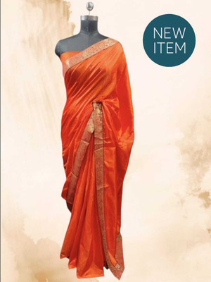 DEEPAK Printed Banarasi Silk Blend Saree(Orange)