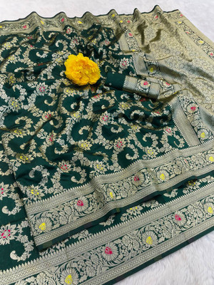 HB VENTURE Striped Banarasi Silk Blend Saree(Multicolor)