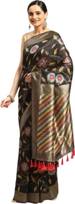 Divastri Embroidered Bollywood Cotton Blend Saree(Black)