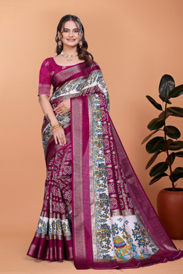 UDANI ENTERPRISE Printed Bandhani Art Silk Saree(Maroon)