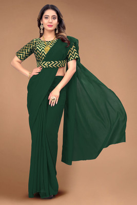 Tejal Creation Self Design Bollywood Georgette Saree(Green)