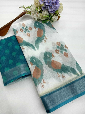 DEVICE of NT Printed Kanjivaram Pure Cotton, Cotton Linen Saree(Multicolor)