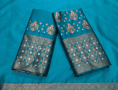 Mugaara Woven Mekhela Chador Polyester Saree(Blue)