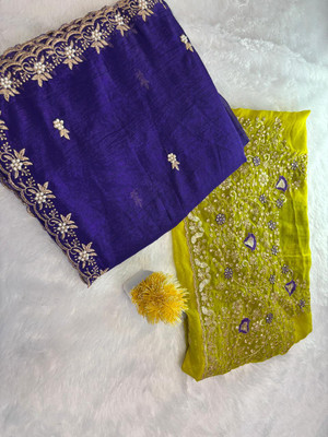 Sanjana Silks Embroidered Bollywood::Chanderi::Baluchari Chanderi Saree(Purple)
