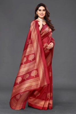 sareya veela Embellished Bollywood Art Silk Saree(Red)