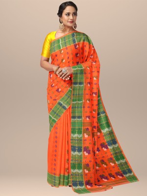 Sarika Printed Tant Pure Cotton Saree(Orange)