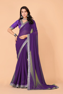 ANANT DESIGNER STUDIO Embroidered Bollywood Georgette Saree(Purple)
