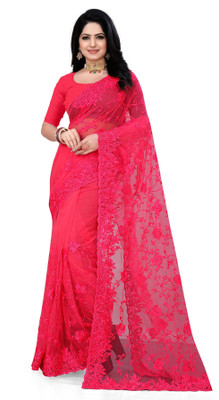 DEVKISONDESIGNER Self Design Bollywood Net Saree(Pink)