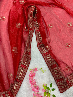 RUPAL CREATION Embroidered Daily Wear Silk Blend Saree(Red)