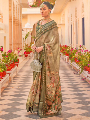 ANOUK Woven Patola Silk Blend Saree(Light Green)