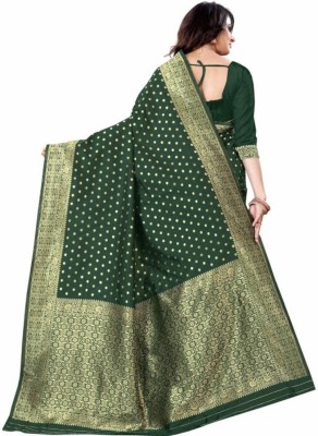 NATESHWARI ENTERPRISE Floral Print Kanjivaram Pure Silk Saree(Green)