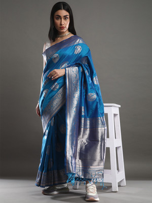 Divastri Woven Daily Wear Art Silk Saree(Blue)