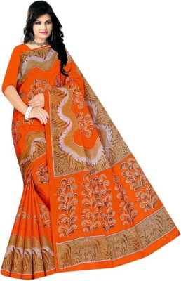 STARSPORTWEAR Printed Daily Wear Cotton Blend Saree(Orange)