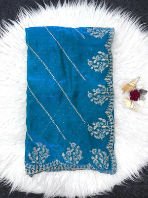 Zivastra Embroidered, Printed Banarasi Organza, Georgette Saree(Yellow, White, Black, Red)