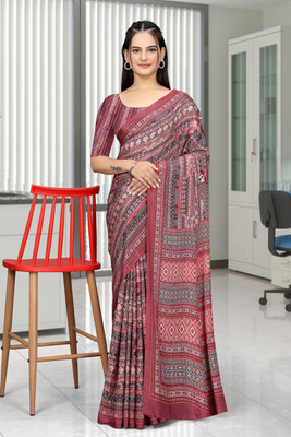SAADHYA CREATION Embroidered, Solid/Plain Bollywood Crepe Saree(Beige)
