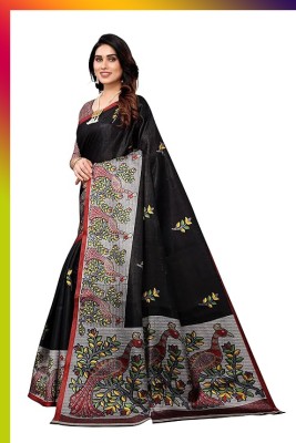 Anisha Printed Bollywood Silk Blend Saree(Multicolor)