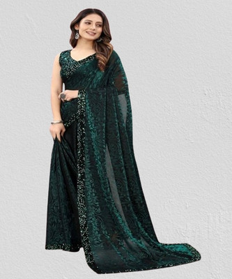 Amavii Self Design Bollywood Lycra Blend Saree(Green)