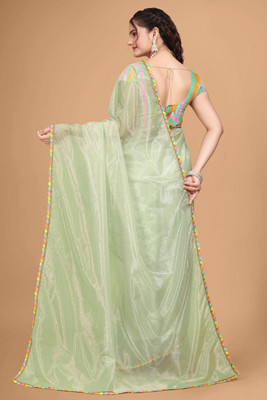 JSItaliya Solid/Plain Bollywood Net Saree(Light Green)