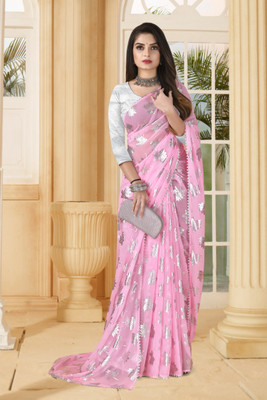 REDFISH Self Design Bollywood Georgette Saree(Pink)