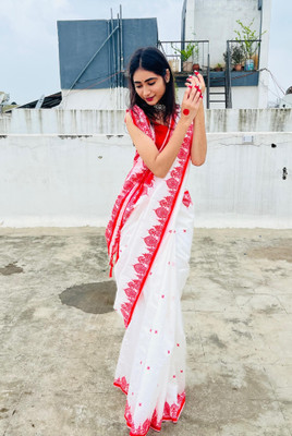 RAGISHA ENTERPRISE Self Design Daily Wear Chanderi Saree(White)
