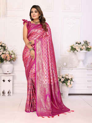 Tasrika Self Design Banarasi Pure Silk Saree(Magenta)