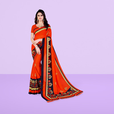 Leelavati Printed Daily Wear Georgette Saree(Orange)