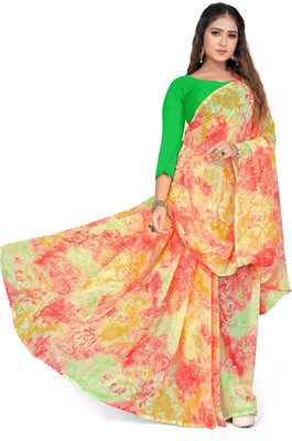womensaree Printed Bollywood Georgette Saree(Multicolor)