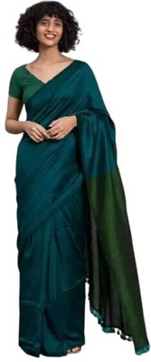 BRYNBRIT Self Design Daily Wear Cotton Silk Saree(Multicolor)