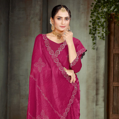 NAGNECHISAREE Embellished Daily Wear Jimmy choo Saree(Magenta)