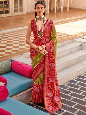 ANOUK Woven Daily Wear Silk Blend Saree(Green)