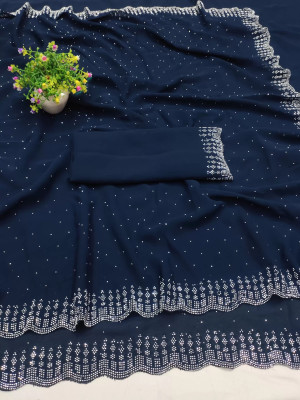 SSHAGUN LIFESTYLE Printed Hand Batik Cotton Silk Saree(Blue)