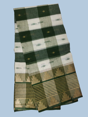 TanaPoren Self Design Tant Pure Cotton Saree(Green)