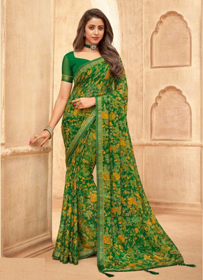 Panchvati NX Printed Bollywood Georgette Saree(Dark Green)